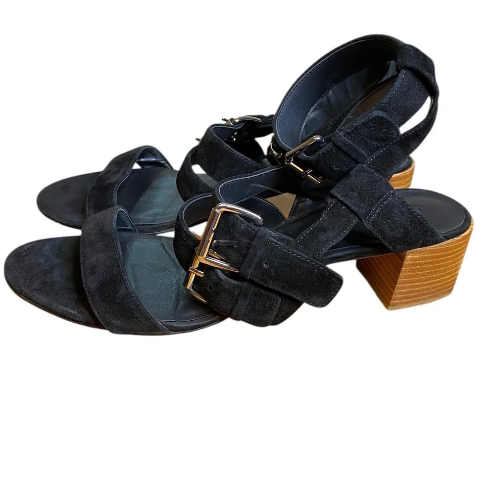 Rebecca Minkoff Ilana Black Suede Ankle Strap Block Heels Women’s size 11M